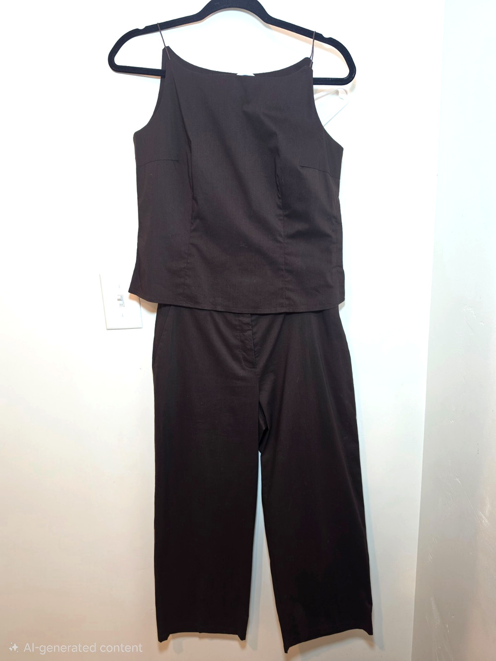 Ann Taylor Petites 2 piece ankle pant and matching Cami Top Set Small Brown